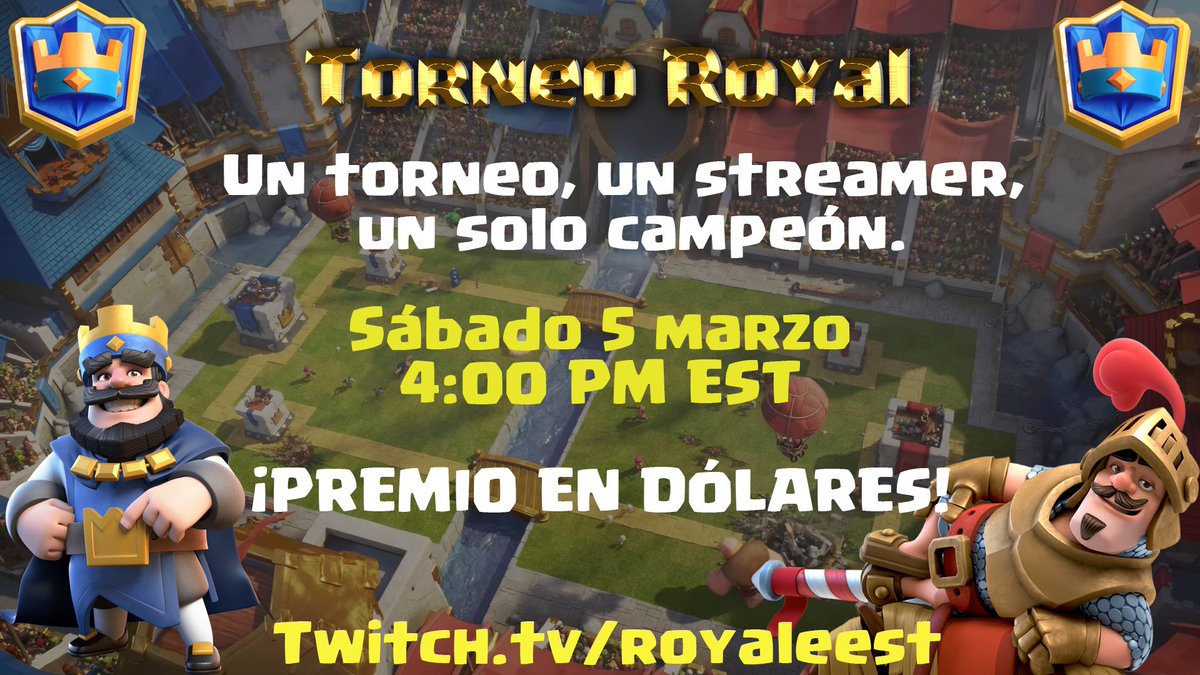 twitch.tv/royaleest requisitos para participar ser sub del canal o canjear el ticket con puntos del canal, seguir el canal <a href="/followderegres/">ayuda rts</a> <a href="/AyudaJugador/">Ayuda Jugador</a> <a href="/AyudaRT_GG/">AyudaRT_GG » CR</a> @GAMES_RT7 @ValueAyuda