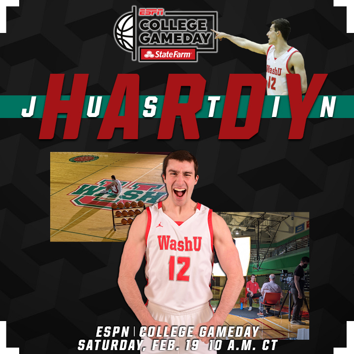 🚨 MUST WATCH - hear Justin Hardy's incredible story of his battle with Stage IV stomach cancer while still playing for <a href="/WashUBasketball/">WashU Basketball</a>, Saturday morning on ESPN's College Gameday (10-11 a.m. CT) #HardyStrong