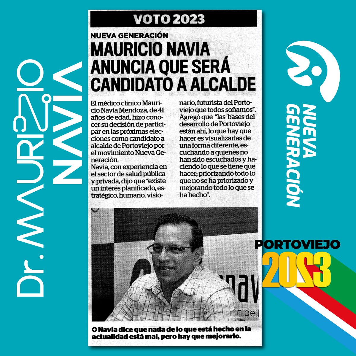 MaurizioNavia1's tweet photo. Para lograr la #CiudadQueSoñamos debemos volver a mirar al ciudadano como parte integral de la gestión municipal.
Ese es el camino trazado para trabajar y dar impulso a la #NuevaGeneración, tal como lo expuse en el diálogo con El Diario, Grupo Ediasa #MaurizioNavia https://t.co/yIyXoIVvut
