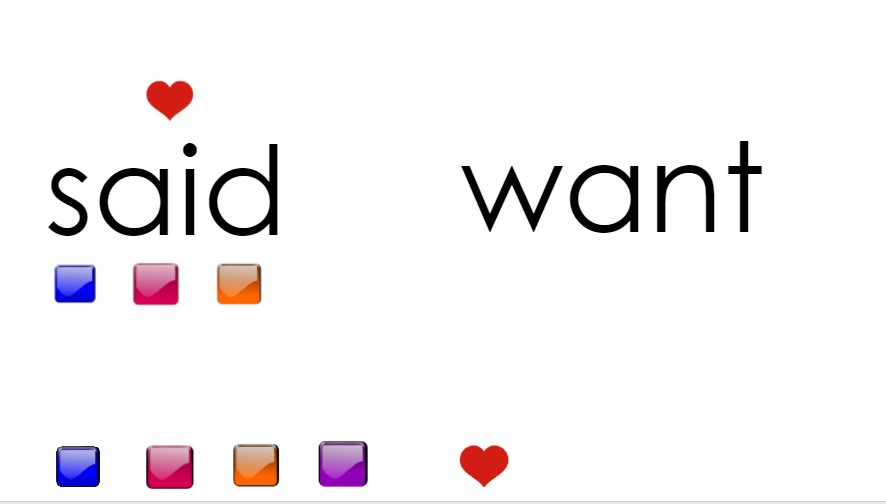 Irregular HFW can be tricky! To tackle this, my class will begin daily mapping of these words by counting phonemes &amp; marking the irregular sound with a heart. Ss then build the word using Wikki Stix, magnetic letters, RW, etc. Understanding rather than memorizing is the goal.