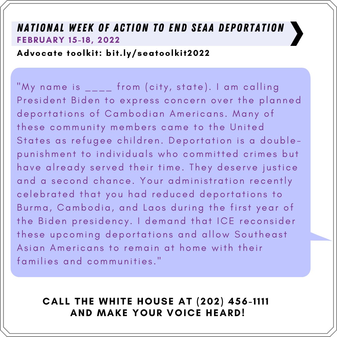 Cambodian refugees escaped genocide and political persecution. Many survived and over 1.5 million perished. The US abandoned Cambodians during the Vietnam War, and we abandon refugees again by deporting our communities. 

Tell <a href="/POTUS/">President Donald J. Trump</a> + <a href="/DHSgov/">Homeland Security</a> to #StopTheRaids NOW.