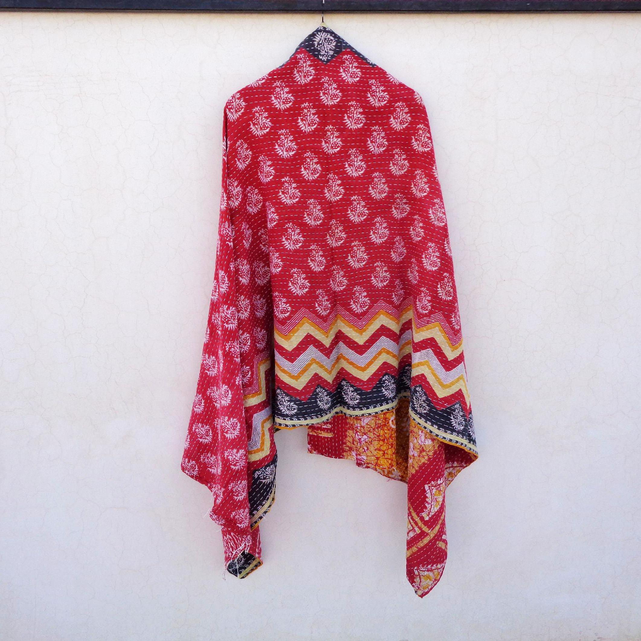 Cotton Kantha Neck Wrap Women Reversible Neckerchief Hijab Bohemian Gypsy Scarf SW39