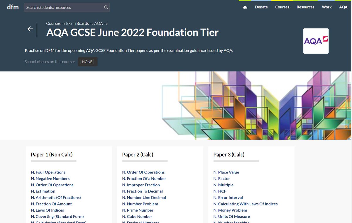 AQA GCSE Foundation Tier Papers 1-3 'course' now available on DFM. drfrostmaths.com/course.php?coi… With thanks to <a href="/BrookeEHunter/">Brooke Hunter</a>
