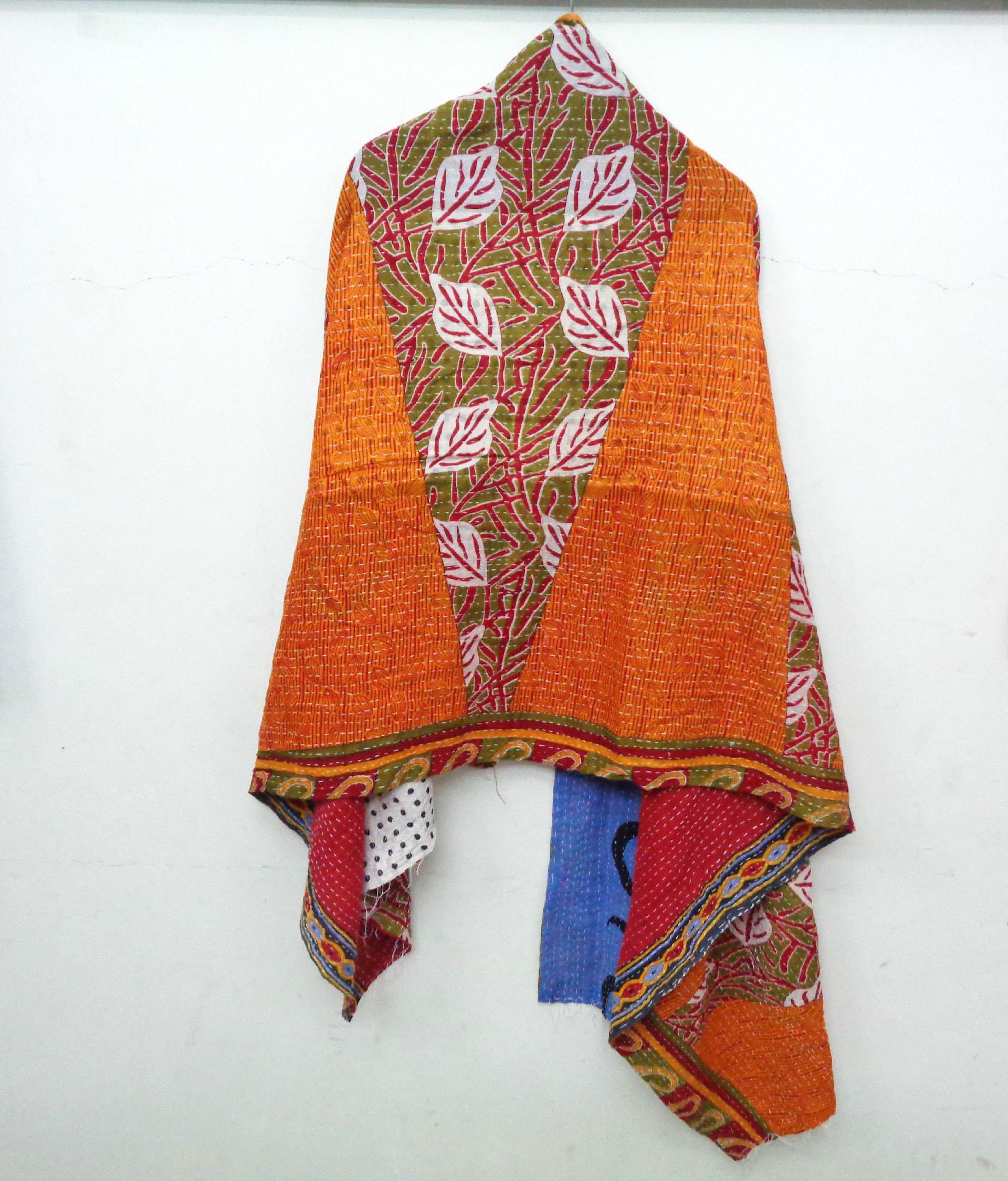 Vintage Kantha Scarf Cotton Sari Stole Women Shawl Hand Stitch Embroidered Wrap SW29