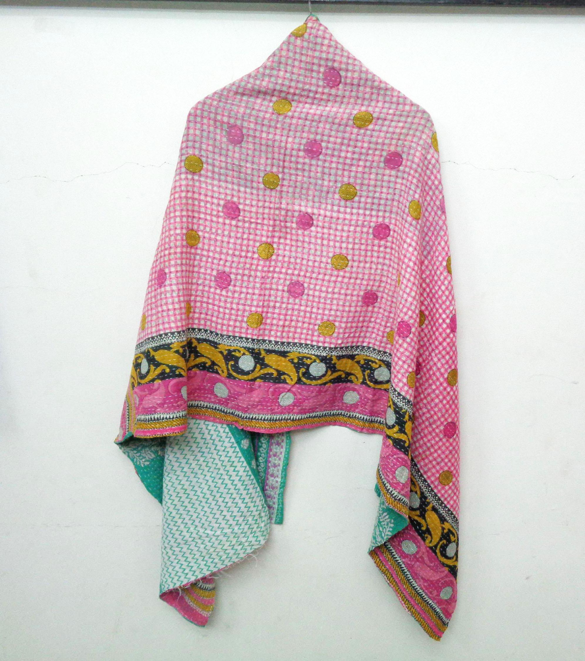 Cotton Kantha Scarf Neck Wrap Stole veil Hijab Scarves Reversible Sew Long SW27