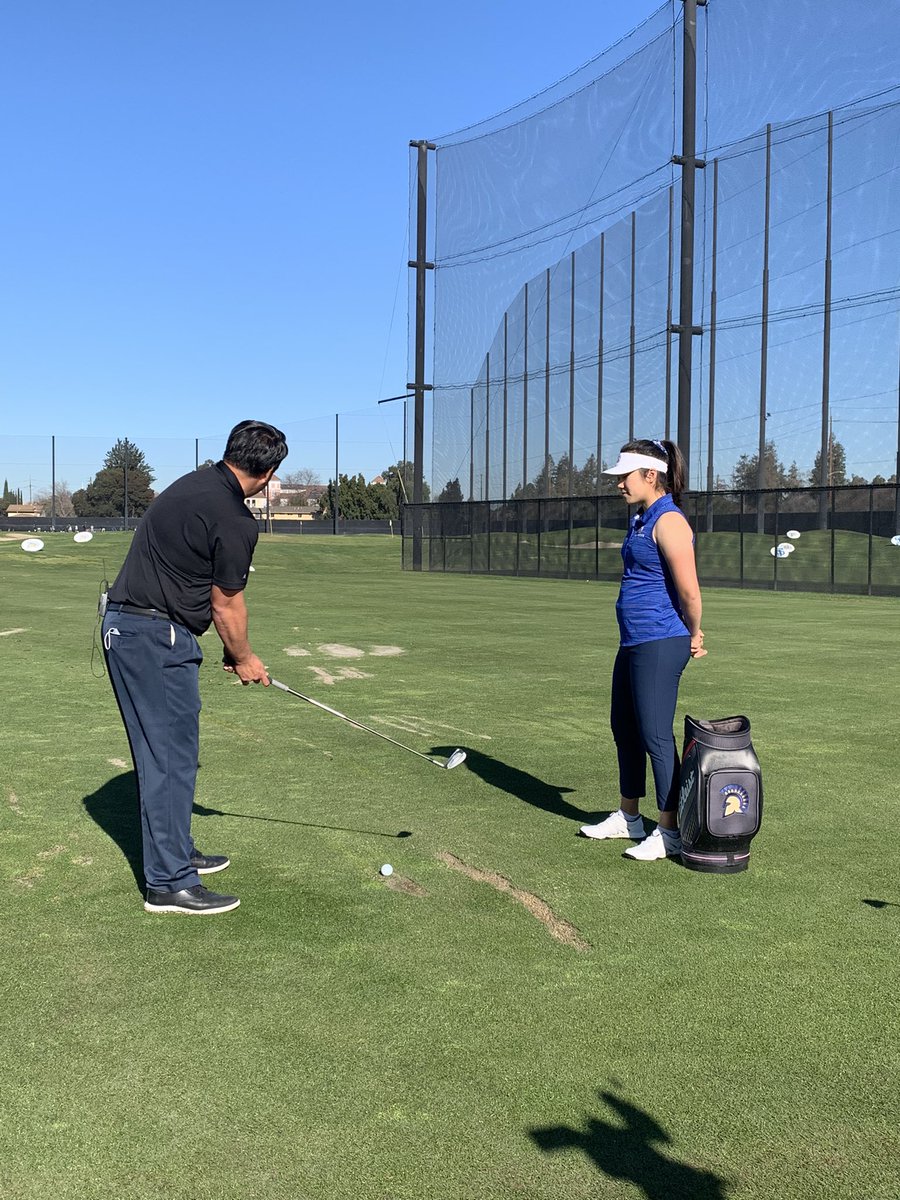 With <a href="/AnthonyTVSports/">Anthony Flores</a> at the Spartan Golf Complex shooting a segment for <a href="/nbcbayarea/">NBC Bay Area</a>. <a href="/Natasha_AndreaO/">Natasha Andrea</a> practicing her coaching skills. Never lacking in enthusiasm! 
#SpartanUp