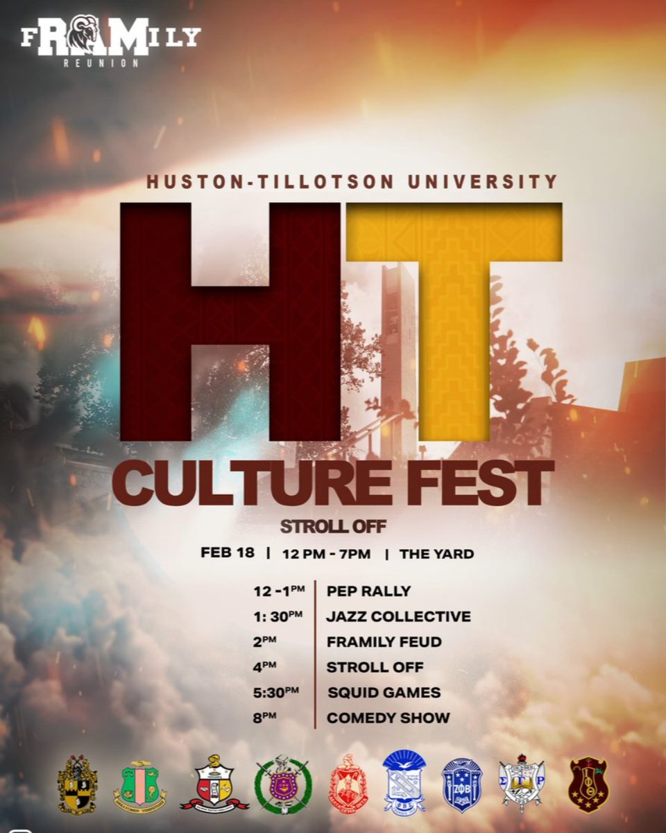 HustonTillotson's tweet photo. Don't miss Friday's Culture Fest as part of Huston-Tillotson University Homecoming 2022! Back In Full Effect: A #fRAMilyReunion.
#HTisIDEAL https://t.co/4Rie2UJeem