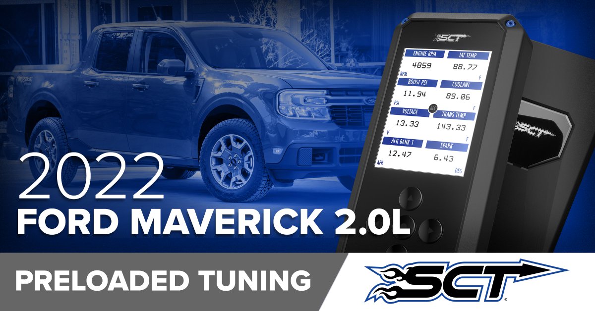 SCT Performance (@sctperformance) on Twitter photo You asked for it and we listened!  Preloaded tunes are now available on the BDX tuner for the 2022 Ford Maverick!  Visit sctflash.com to get yours! You asked for it and we listened!  Preloaded tunes are now available on the BDX tuner for the 2022 Ford Maverick!  Visit sctflash.com to get yours!