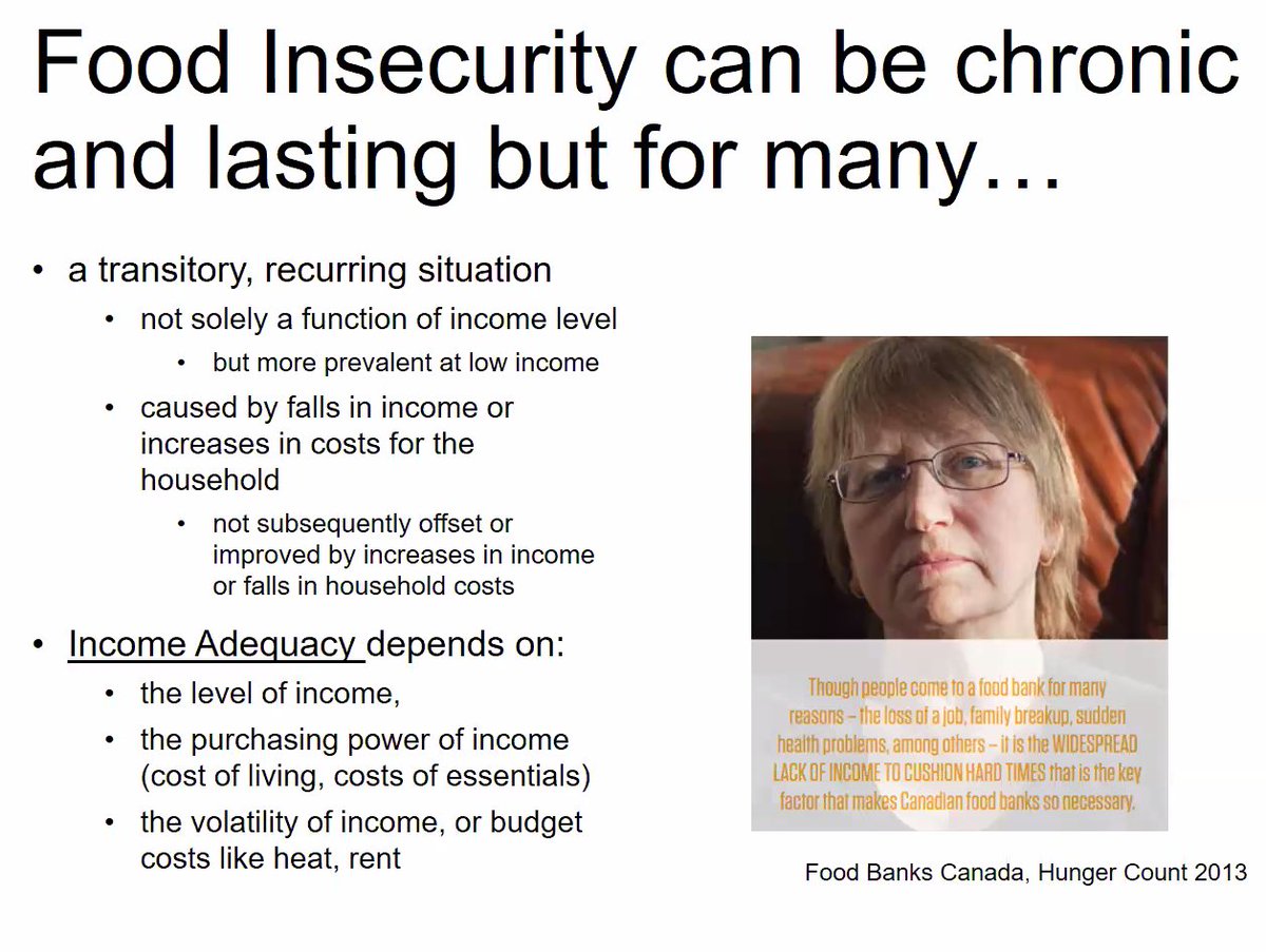 Diane_Dyson's tweet photo. #FoodIsecurity is predominantly a problem of people who are working and of those who are renters: Tarasuk #affordablehousing For many it is transitory and recurring situation, caused by income adequacy and liquidity restraint. Price volatility puts more at risk, says Herb Emery. https://t.co/0lmqL1tO1Z