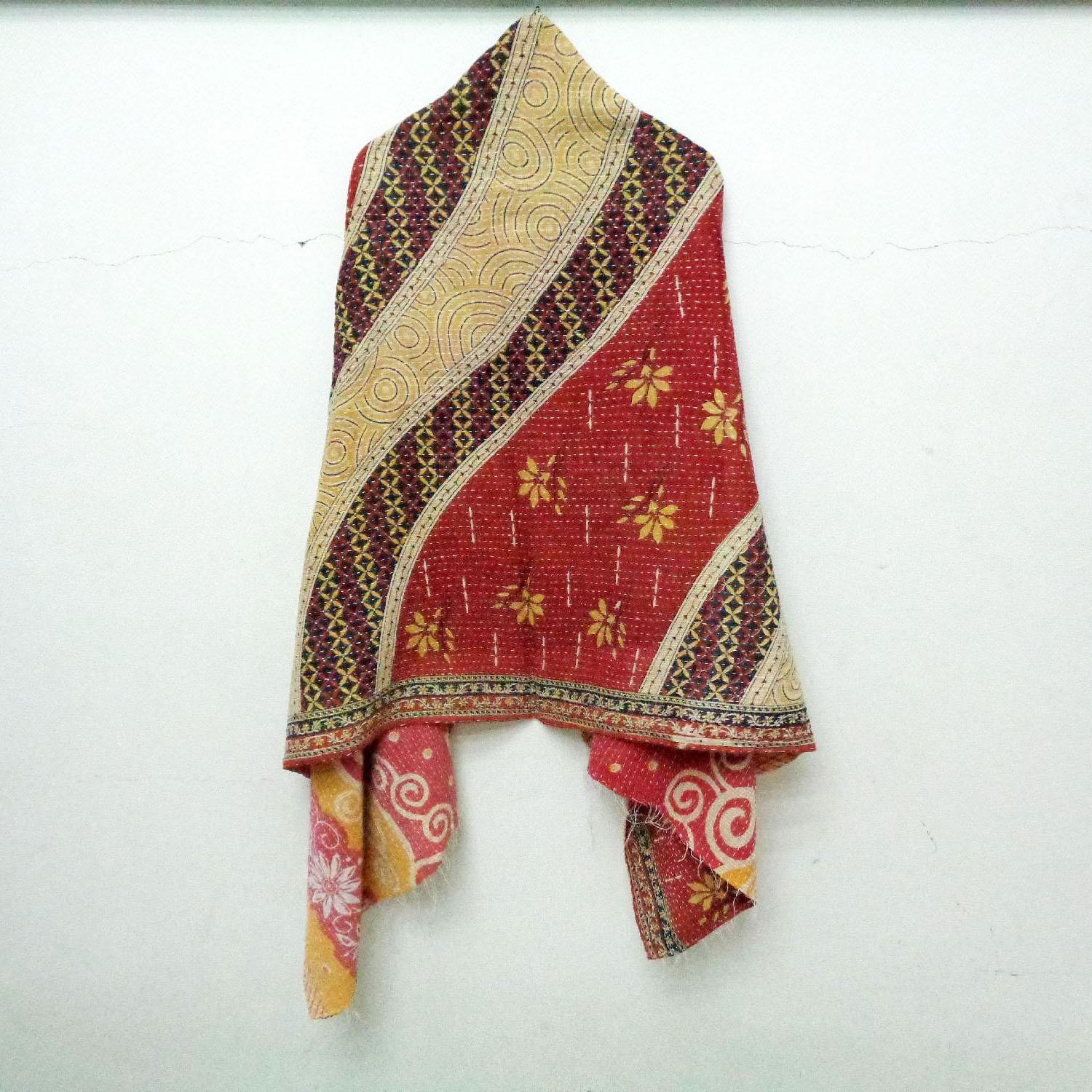 Indian Cotton Kantha Fashion Scarf Reversible Bohemian Handmade Veil Neck Wrap SW11