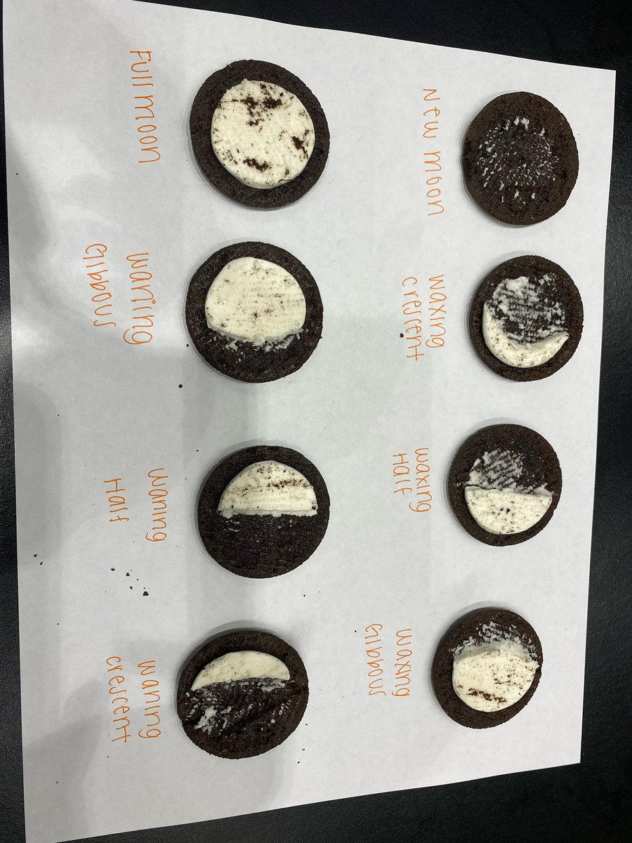 MsMileti's tweet photo. Such a fun day with @DrPangansclass learning about space! We created models out of play dough comparing the earth and moon, made our own robot end effectors, and carved out moon phases in Oreos! Can’t wait to bring these explorations to my classroom! https://t.co/zNELY2gRak