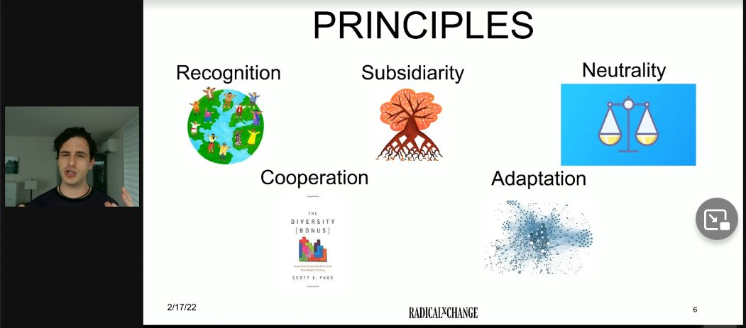 "We should care about diversity of perspective..." 

Talking about <a href="/usepolis/">Polis</a> and other similar pluralist mechanism. 

Always interesting to hear what Glen has to say. 

<a href="/glenweyl/">(((E. Glen Weyl/衛谷倫))) ⿻ 🇺🇸/🇩🇪/🇹🇼</a> <a href="/RadxChange/">RadicalxChange</a> #schellingpoint #GreenPill