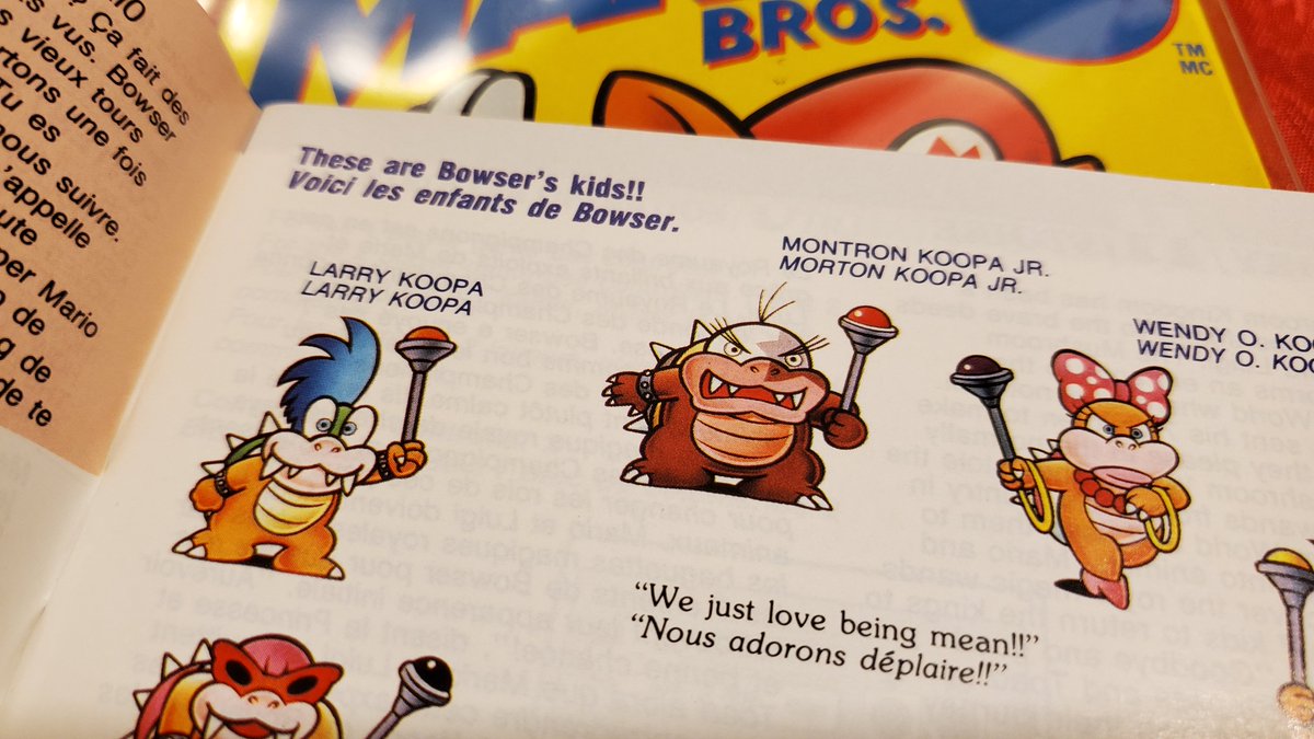 VGMaps's tweet photo. Canadian English for "Morton" is "Montron", apparently.  (Kind of like Montréal?) #SuperMarioBros3 #NES #manual #videogames #Nintendo #Koopalings #MortonKoopa #regionaldifferences #typo https://t.co/9N6dJQp35V