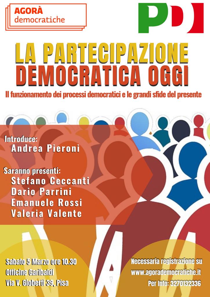AndreaPieroniPi's tweet photo. 5 marzo, ore 10.30, Pisa @agora_dem @pdnetwork @PdPisa #officinegaribaldi
vi aspetto https://t.co/WRLccaISTk