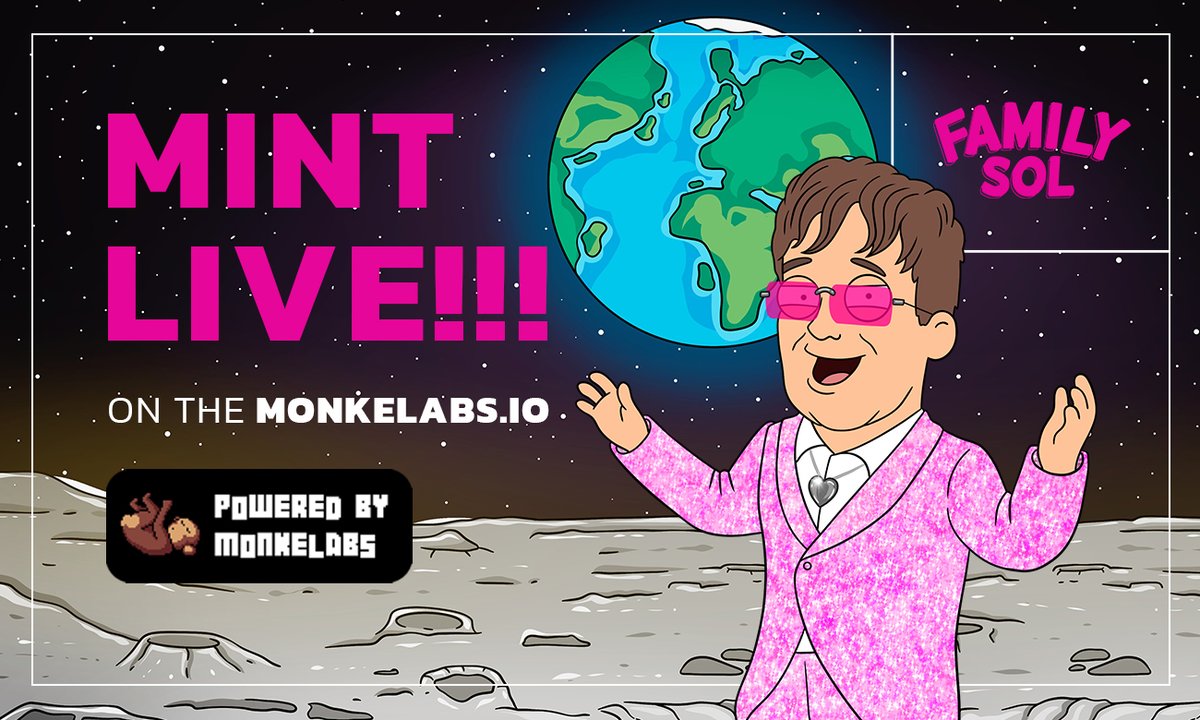 PUBLIC MINT IS LIVE!!!!!

THE ONLY VALID LINK IS:
familysol-nft.monkelabs.io

-We are minting on Monkelab launchpad
- Public mint at 18:20 UTC
-We will never DM you any link to the minting page!
-All marketplaces will be posted here as they open for us.

1600 SOLD IN PRESALE