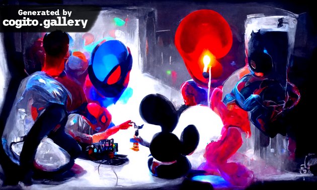 <a href="/Metaversepirate/">🏴‍☠️ Metaverse Pirate ❗</a> challenged our #AI to generate artwork with the text "mickey and spiderman having a led party" 🎨🤖

Isn't that amazing?
What text would YOU like to transform into art?