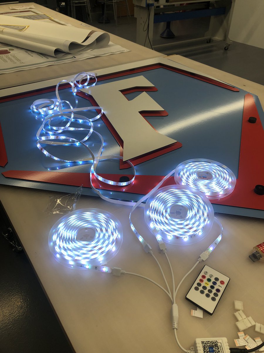WKPackPrinting's tweet photo. Wiring LED lights on a 3D aluminum sign today for @ACFloraBaseball looks good!!!!  @WKPackPrinting https://t.co/cfXvLNCPsw