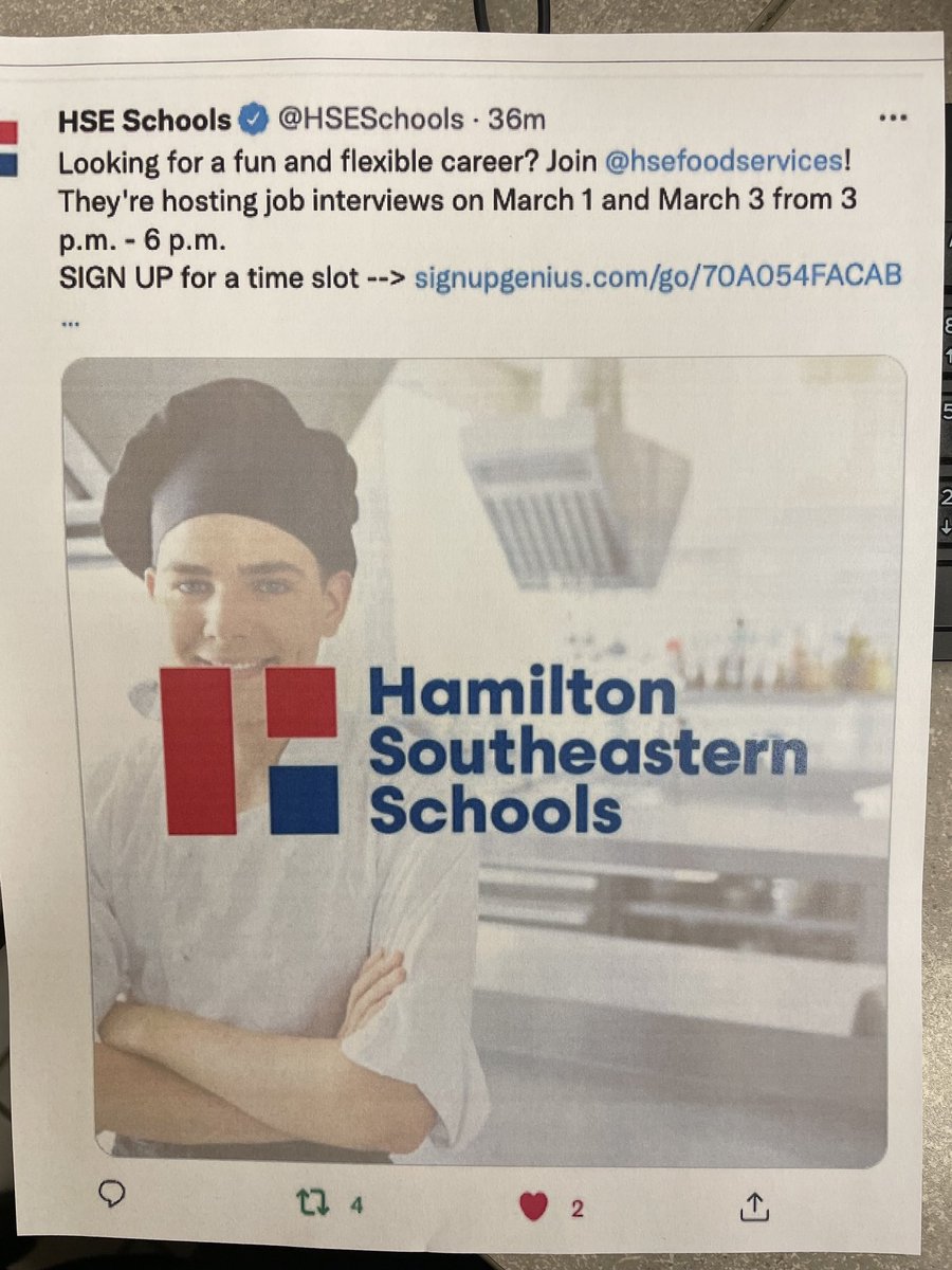 CafeteriaFall's tweet image. HSE Food Service is having another job fair! Want summers off and a flexible schedule come join our team!