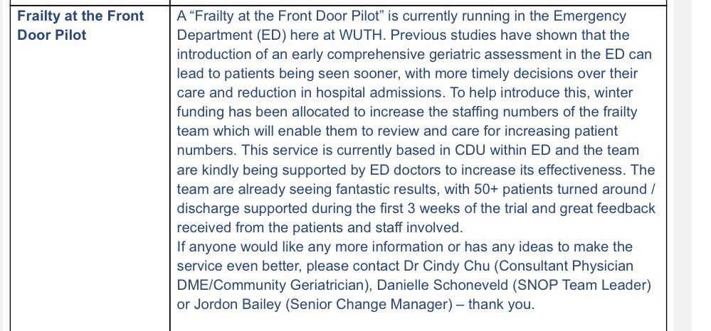 glasson_leanne's tweet photo. Daily Communications update highlighting โfrailty at the front doorโ well done to @DanielleSchone1 and her frailty team for all the positive changes being made. The development within this service over the past few months has been amazing ๐ช๐ผ keep it up! https://t.co/g4RFMafPZf