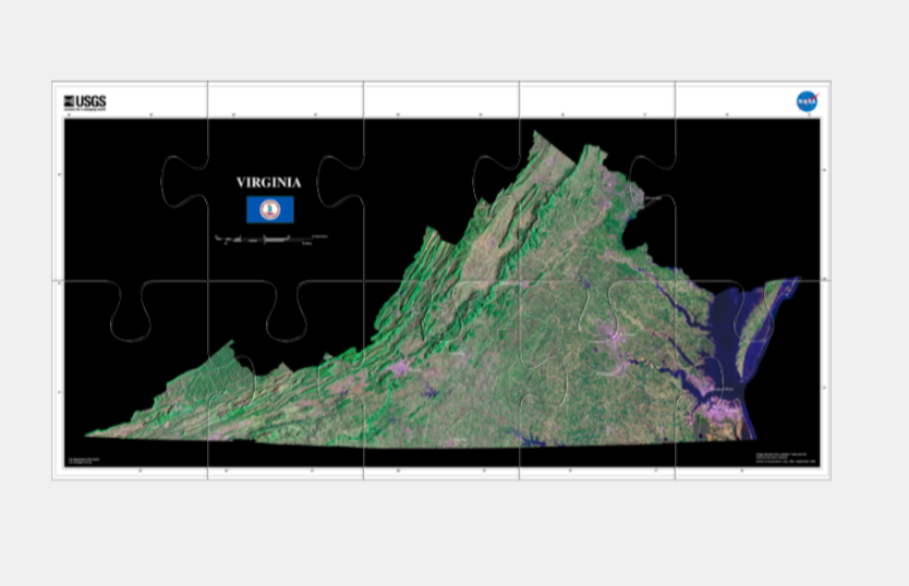 USGS's tweet photo. Pick your Landsat puzzle!  Put together a state or assemble a variety of land and water features, from a forest to a coral reef. 🧩

👉https://t.co/k12akpamPR #Landsat #puzzle #classroomfun https://t.co/d8OwDinfGs