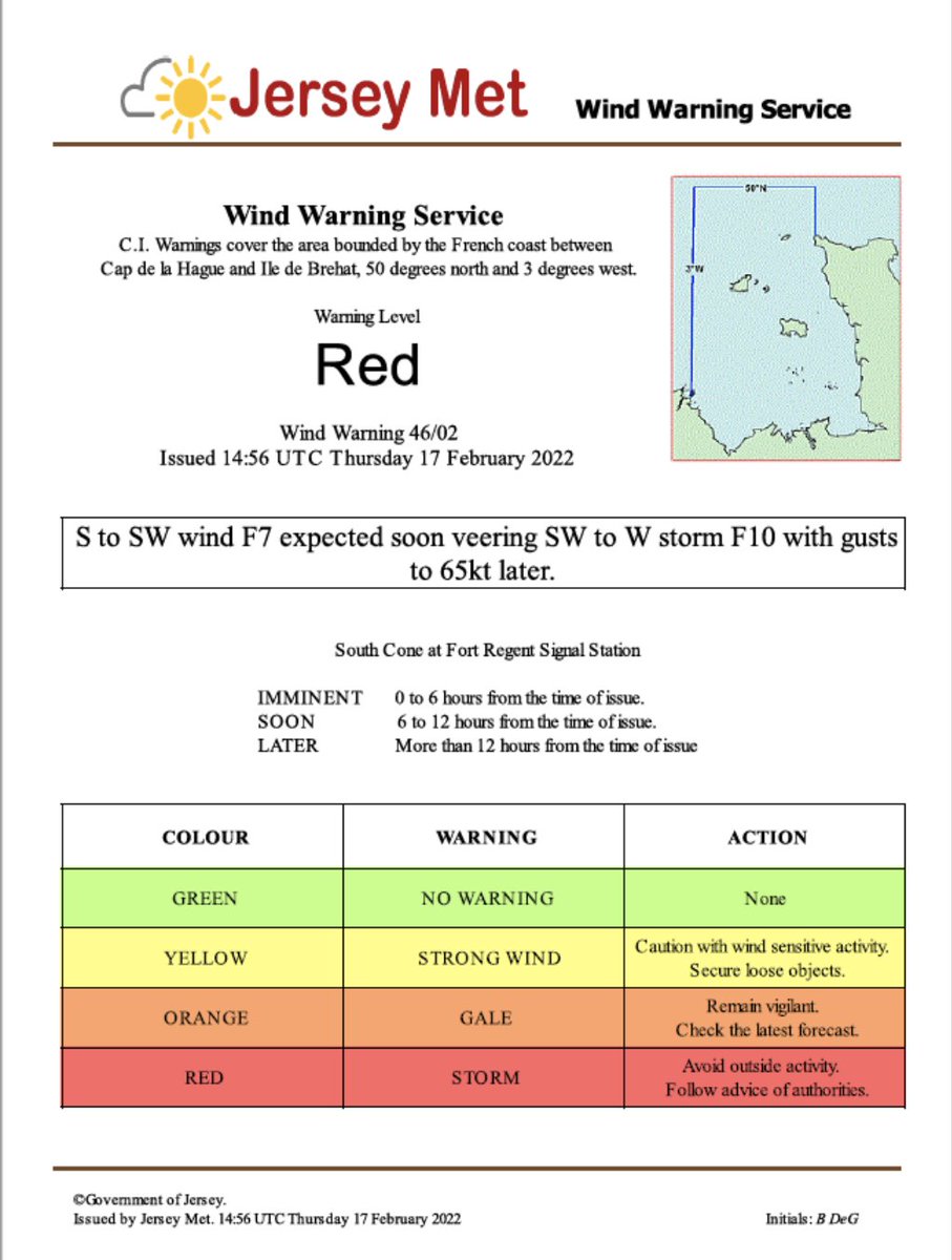 JerseyPolice's tweet photo. This morning's Orange warning has been upgraded to a Red warning as storm as storm Eunice approaches. #StormEunice https://t.co/7z53fGf5kX