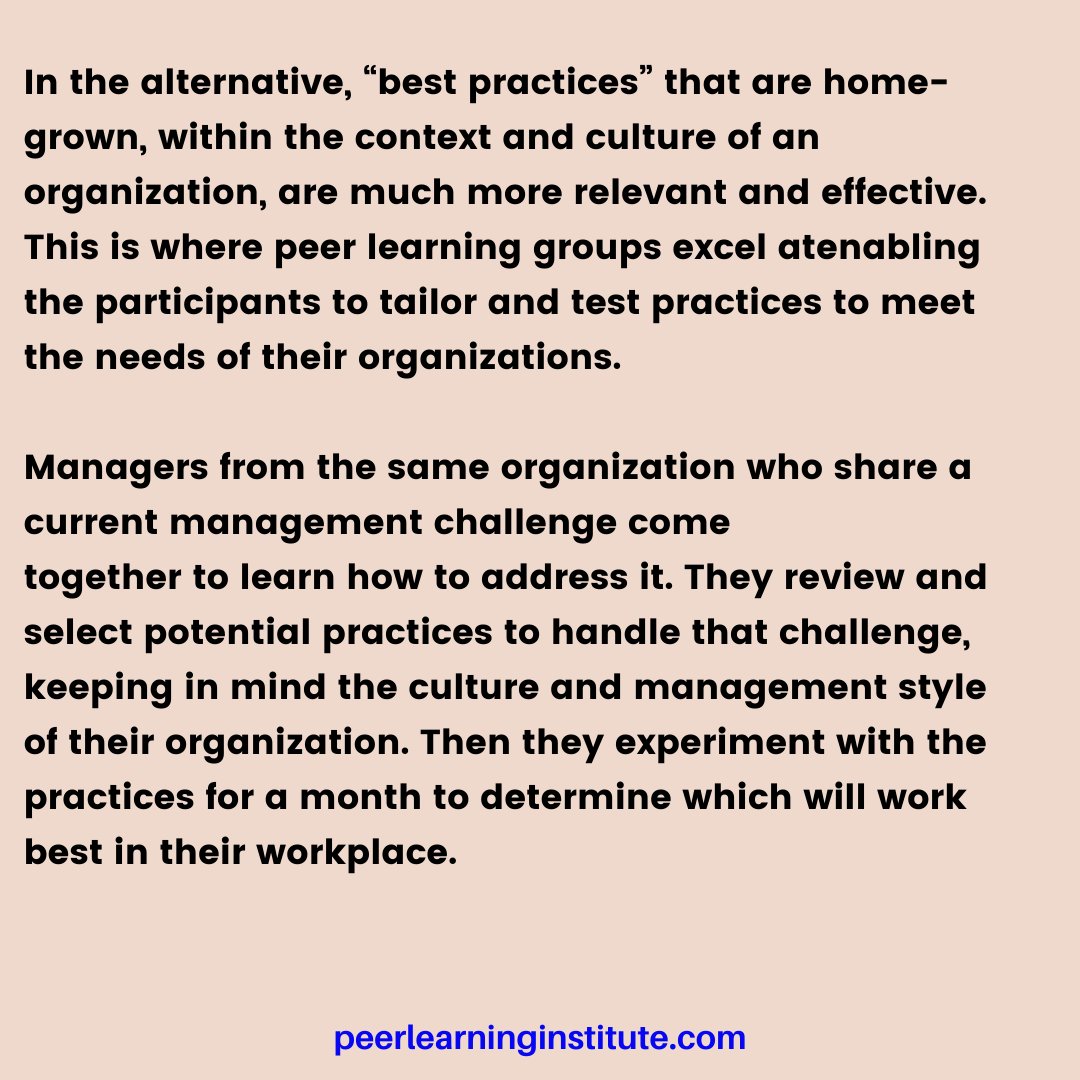 Have you ever been taught a 'best practice'; that didn't work in your organization?

#bestpractices #peerlearninggroups #managementchallenges #peerlearninginstitute