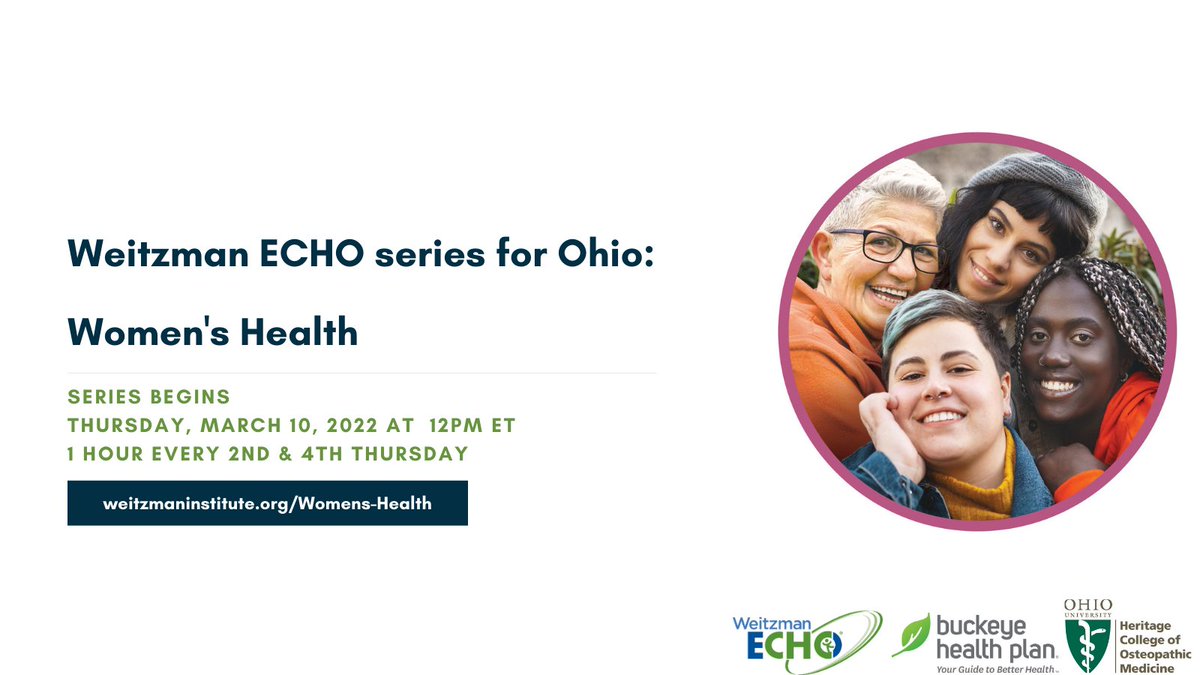 WeitzmanECHO's tweet photo. Do you have questions about patients’ complex care needs related to #womenshealth? Join this no-cost, 9-month Zoom program to connect with Ohio-based peers and subject matter experts. Series starts 12PM ET on 3/10. Register: https://t.co/EDTD9DZODn. #FQHCs #ProjectECHO https://t.co/W1Sd4Jw6pL