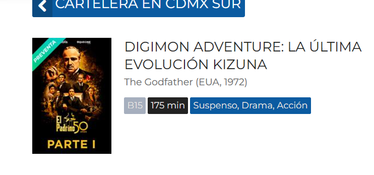 zuggymx's tweet photo. ¿Qué pasó ahí estimado @Cinepolis ? ¿Digimon o El Padrino? No nos quieran chamaquear. 😅 https://t.co/f6J0XwTEeu