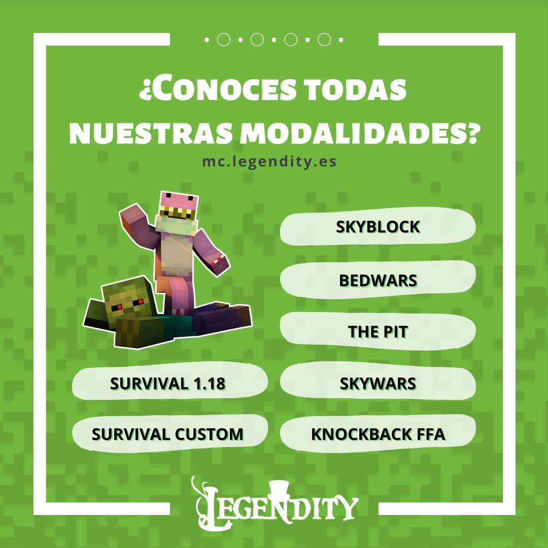 LegendityES's tweet image. Estas son algunas modalidades de nuestro servidor, ven y diviértete jugando con nuestra comunidad!🥰