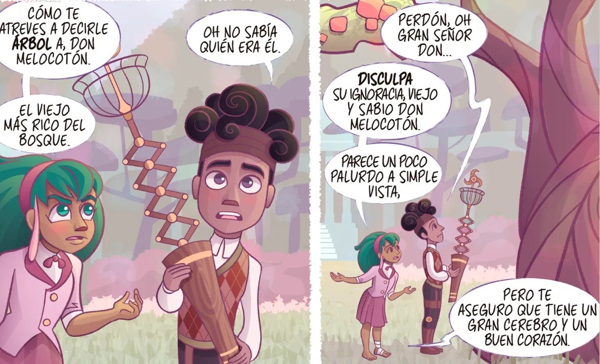 CortezaEditor's tweet photo. Recuerden, siempre hay que mantener las formas y el protocolo. En esta entrega de #Menta les presentamos a Don Melocotón.🍑
🍃Historia de Carolina Herzlt, arte de @ErikaCasab.
#Corteza10Años #CreamosComics #comicmexicano #lij #fantasía #comic #historieta https://t.co/aVYjeZIKQB