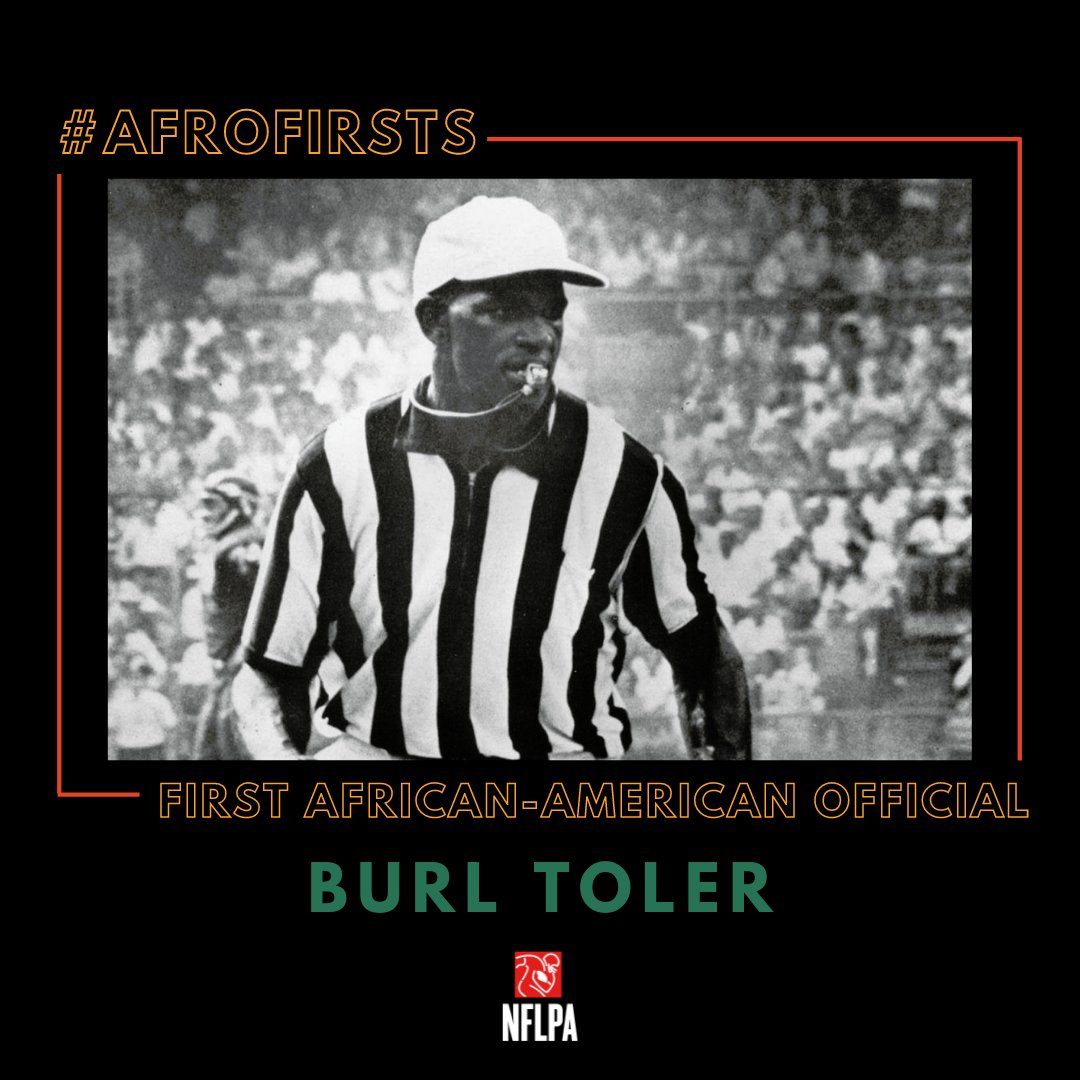 NFLPAFmrPlayers's tweet photo. Burl Abron Toler Sr. was the first African-American official in the NFL. He served as a field judge and head linesman throughout his 25 season career from 1965 to 1989. #AfroFirsts #BHM https://t.co/uTAZXwCxSN