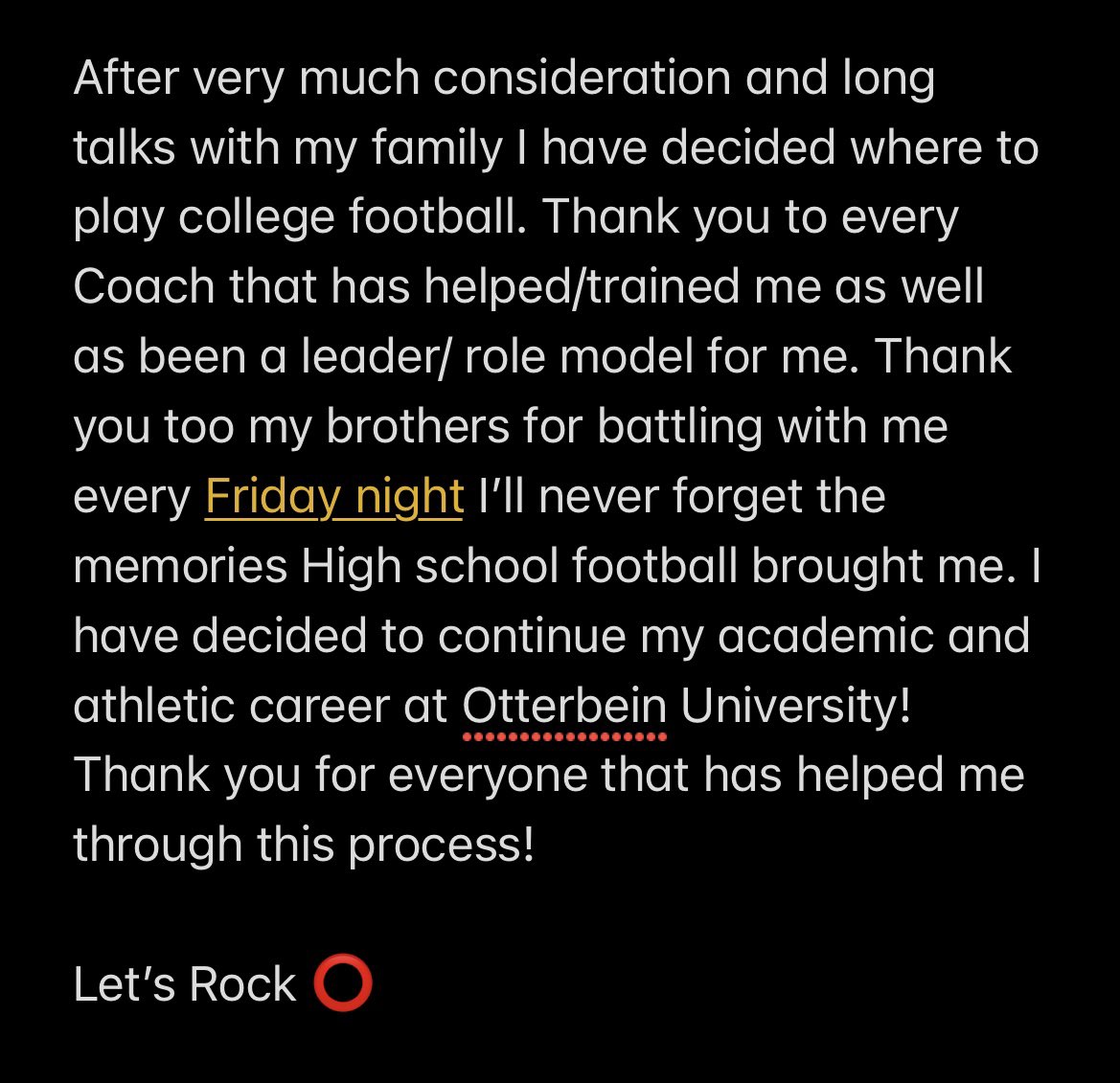 Thank you to everyone that has helped me along the way I am blessed to announce I have committed to Otterbein University‼️ Huge thank you to @AmherstFootball for the last 3 years @CoachDoup @CoachBurket @CoachFritz1