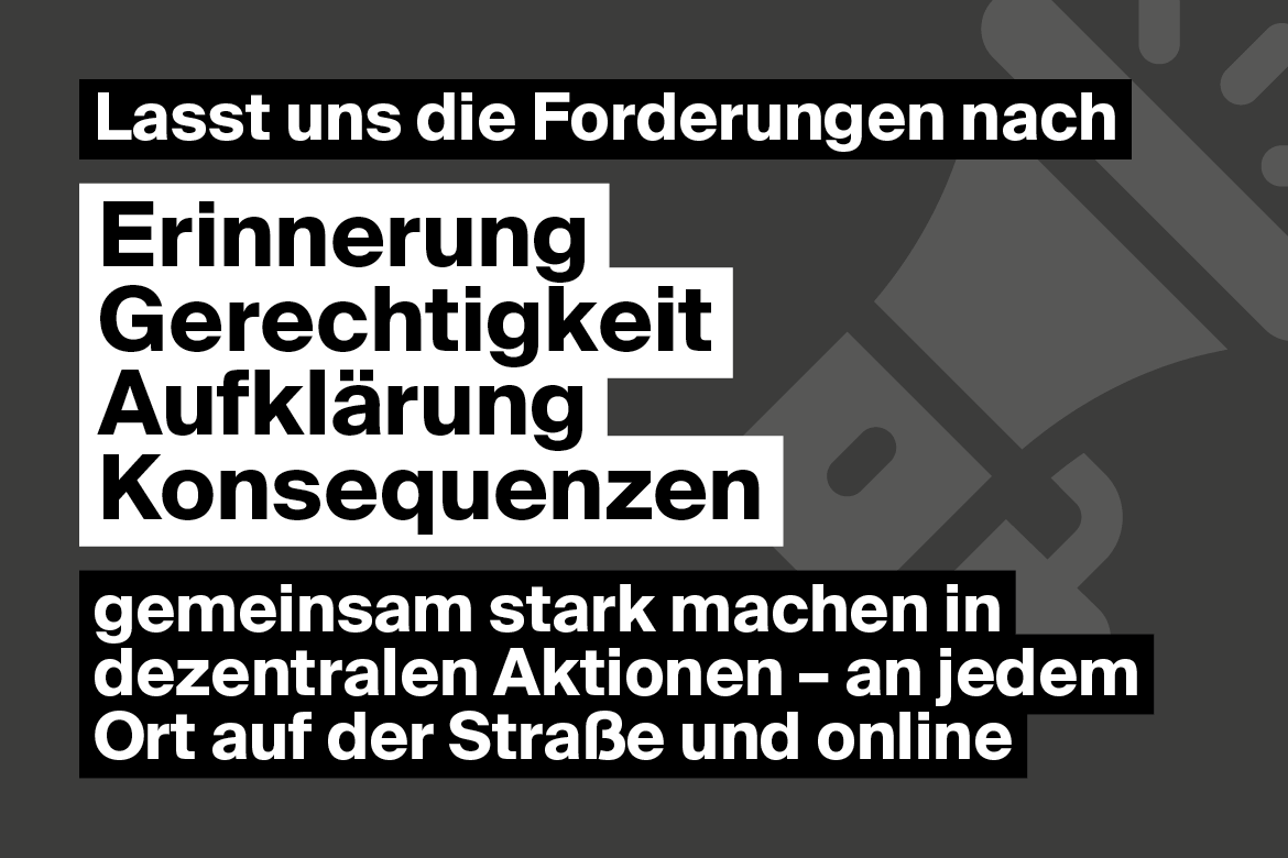 KIWi_161's tweet photo. Samstag jährt sich der rassistische Anschlag von Hanau zum zweiten Mal. Angehörige sowie Überlebende kämpfen für ein würdiges Gedenken, für Aufklärung und Konsequenzen. 

Die Initiative @19FebruarHanau ruft dazu auf, dezentral Aktionen zu organisieren. #Hanauistüberall (1/3) https://t.co/jPVnTNkUaY