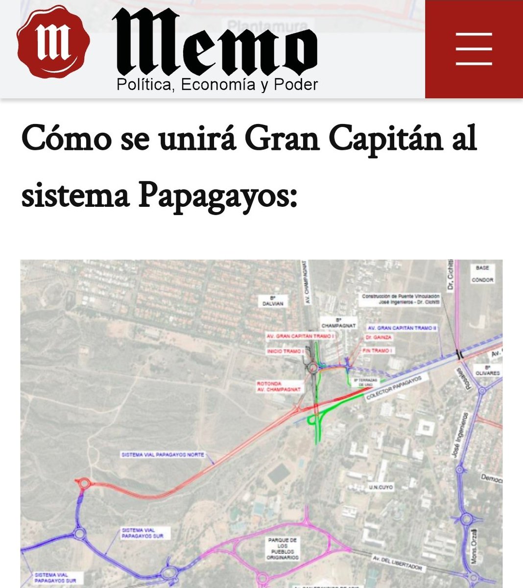 memodiario's tweet photo. Más mapas y datos sobre cómo será la Avenida Gran Capitán que agilizará el tránsito Este - Oeste en la Ciudad de Mendoza https://t.co/ca5GWnI7vy https://t.co/r2knUqlva7