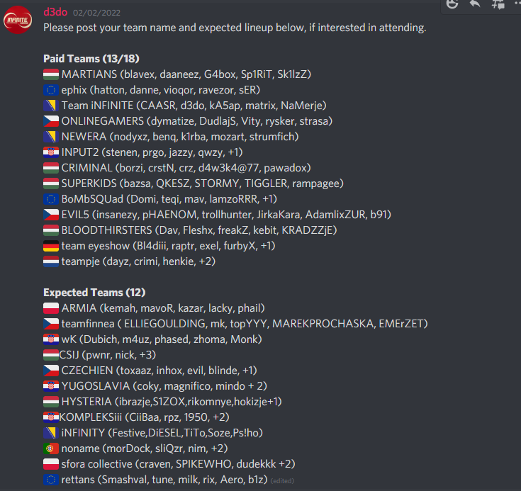 CoD2 lan has 13 teams paid in 2 weeks - only 5 spots left! Message me if you are interested :)