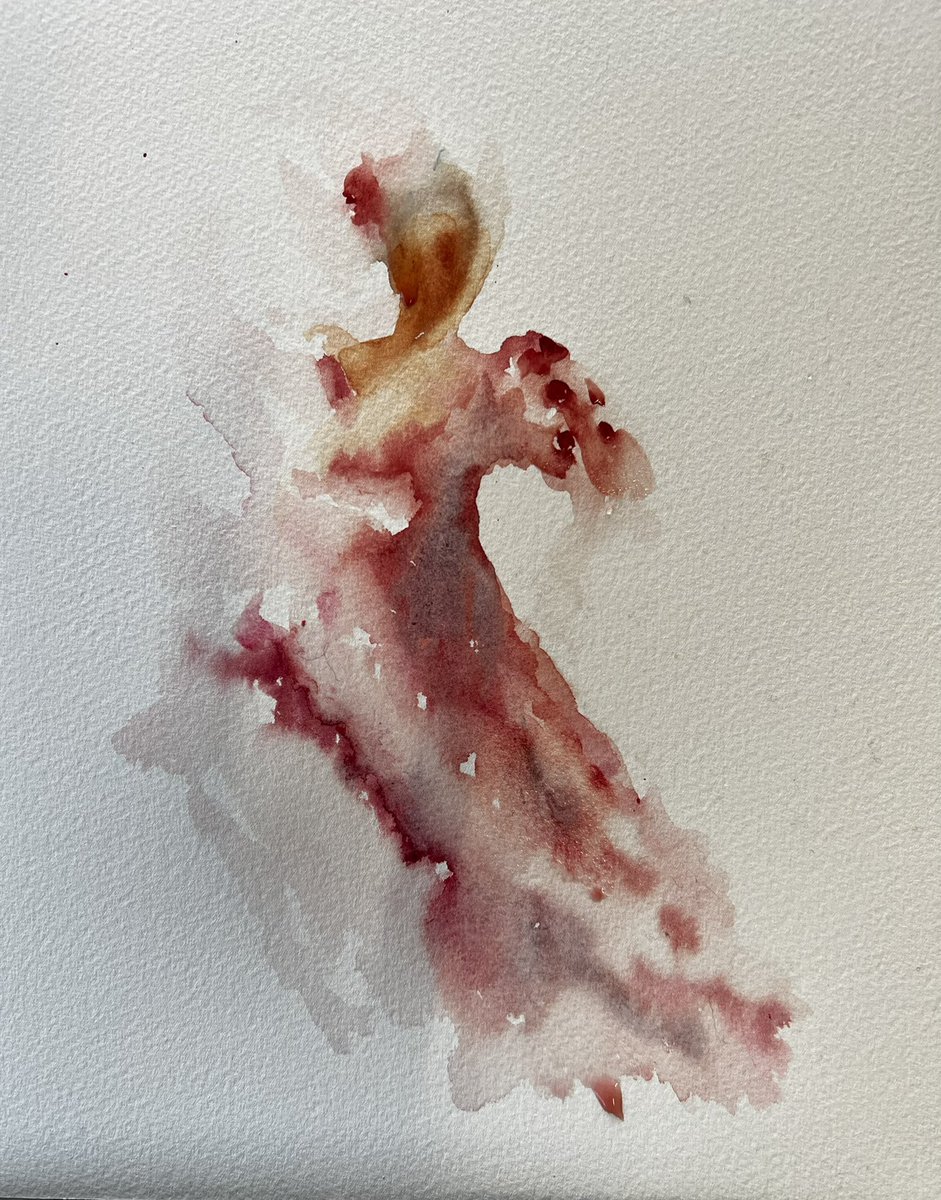 Colour and brushwork. A flamenco dancer emerges in watercolour. Capturing the simple essence of a subject without sketching #art #artist #Watercolour #painting #paintings