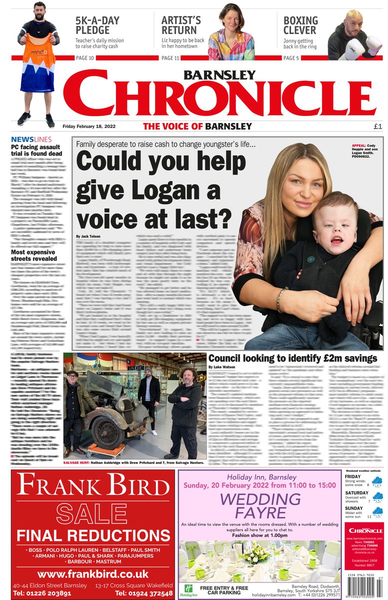 ChronOnline's tweet photo. The family of a disabled youngster are appealing for help to raise cash for a ‘life-changing’ piece of equipment which will give their son ‘a voice’.

Tomorrow's newspaper is available in all the usual places and online, too.

https://t.co/hHtFwrzyqv https://t.co/Cm6PAsVXTJ