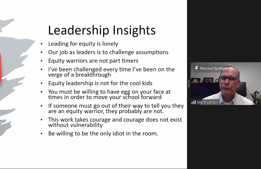 'Equity work takes courage and courage does not exist without vulnerability' Asst. Superintendent Mark Lenoir shares leadership lessons for equity focused master schedules that drive A-G Completion and increase ACCESS to courses of rigor for ALL students! @ValVerdeUSD @RCOE