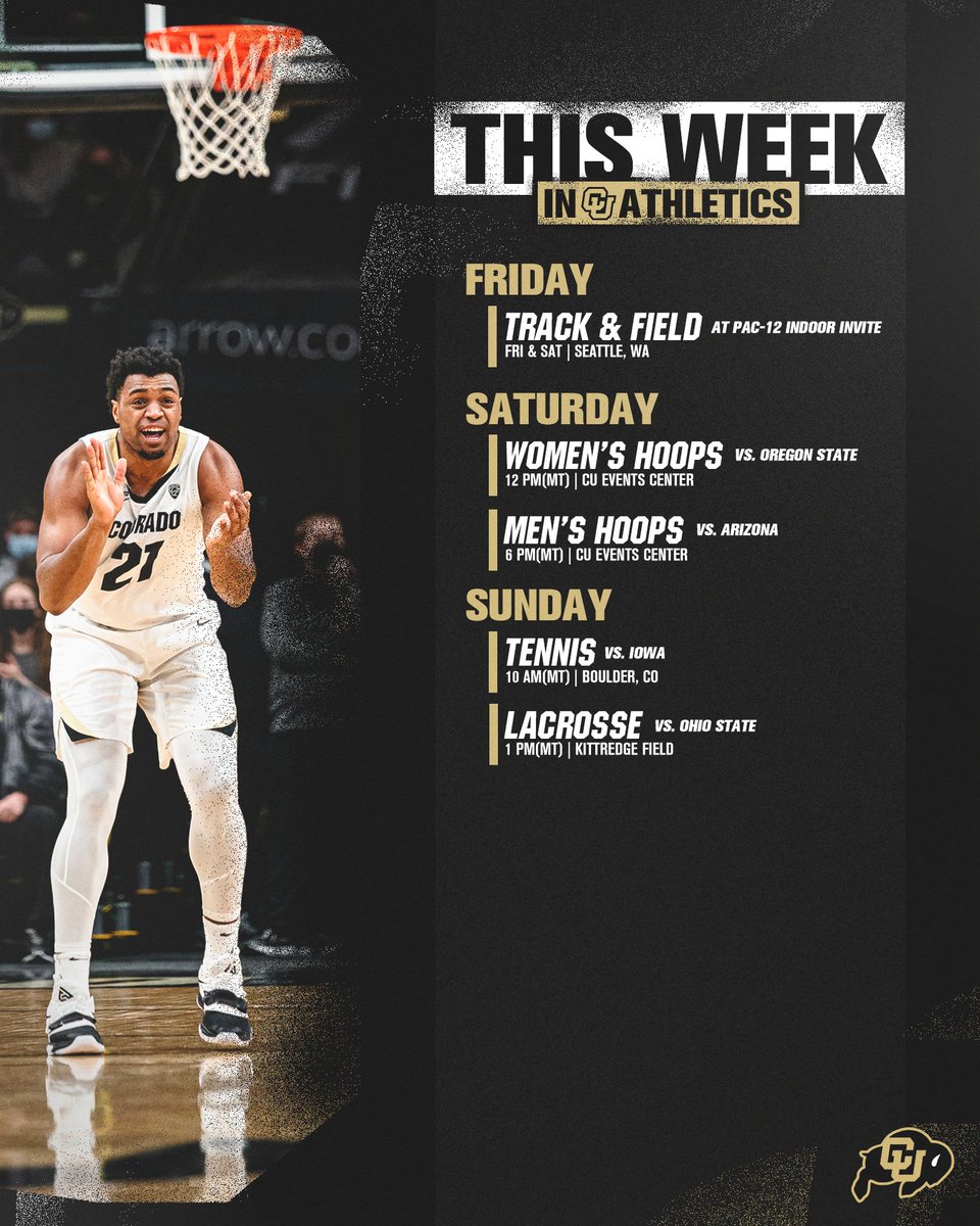 CUBuffs's tweet photo. 𝐓𝐡𝐢𝐬 𝐖𝐞𝐞𝐤: @cubuffsskiing is off to RMSIA Championships + senior nights for @CUBuffsMBB &amp; @CUBuffsWBB 🏀

#GoBuffs 🦬 https://t.co/gRkukk82oM