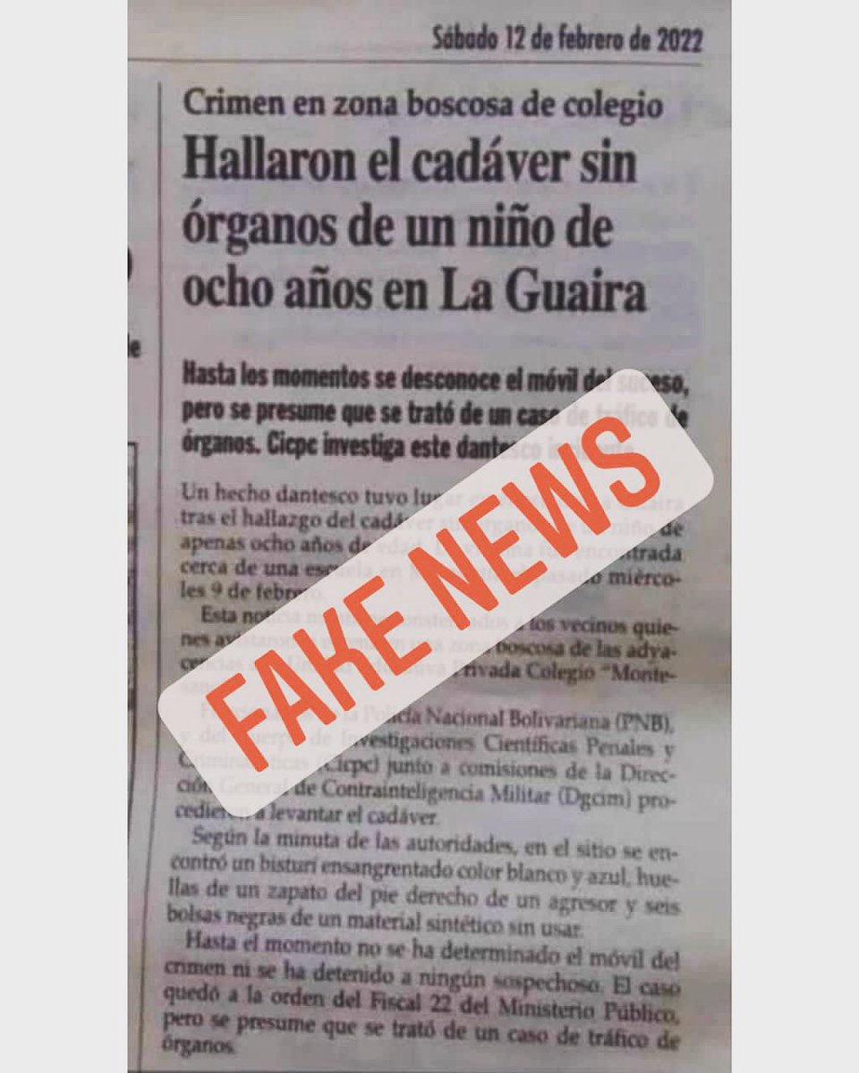 1. En relación a esta falsa información que ha circulado en medios noticiosos, cabe descartar que existe un código deontológico del ejercicio del periodismo, cuyo objeto es no difundir noticias que no han sido verificadas.
#ResistirEsProducir
