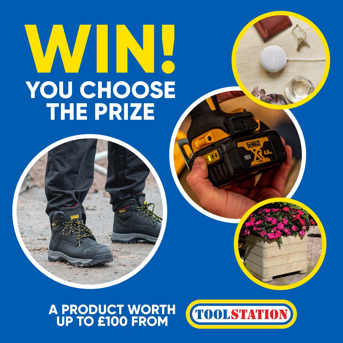 ⭐️WIN!⭐️

We're giving you the chance to win ANY product of your choice, worth up to £100!🤩

To enter, simply:
✅ Follow <a href="/ToolstationUK/">Toolstation UK</a>.
✅ Retweet this tweet. 
✅ Reply to this tweet with #ToolstationWIN

T&amp;C's apply: bit.ly/3gPSt4U. Ends 24/02/2022. Good luck!
