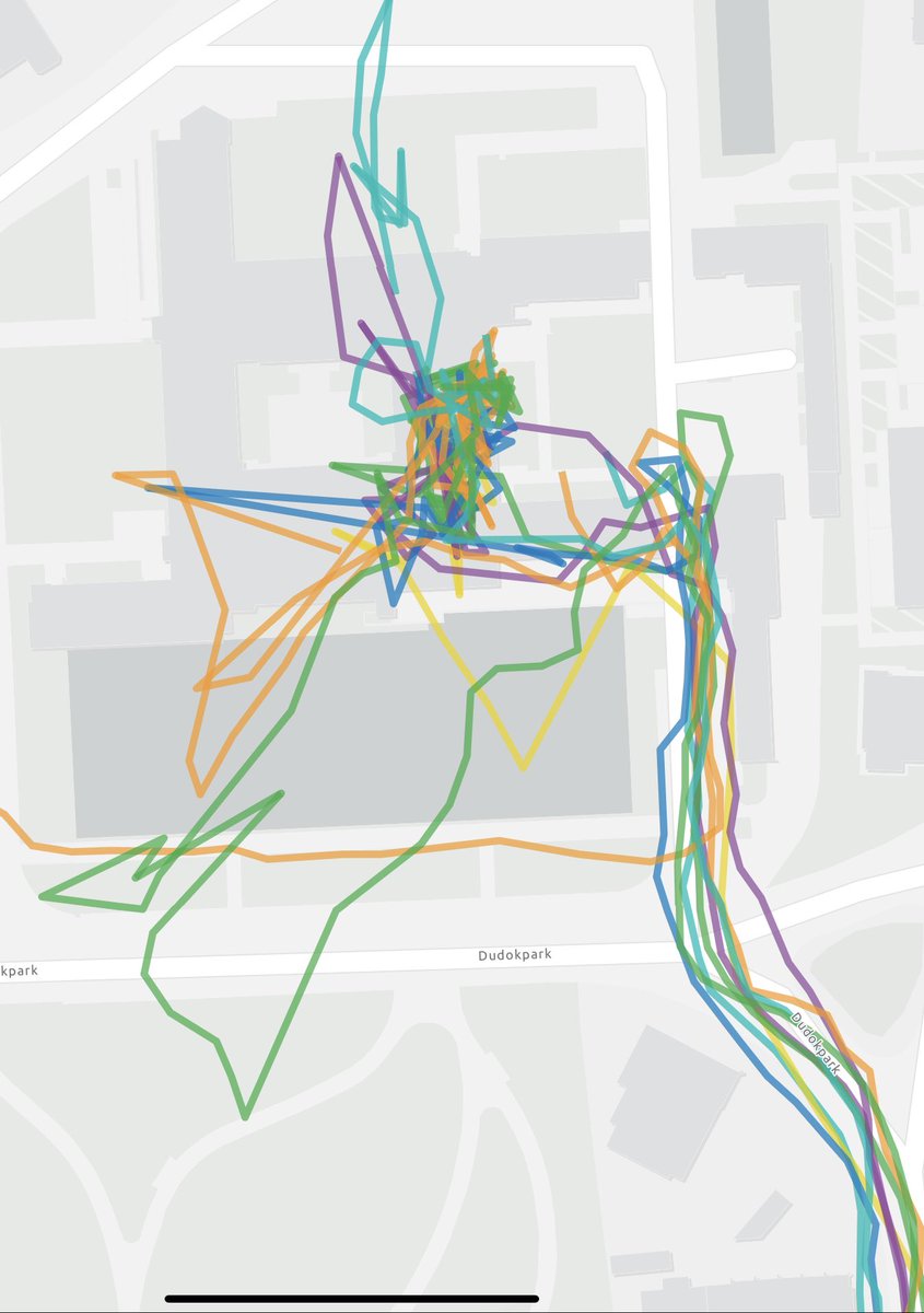 Great learning opportunities by -voluntarily- tracking student’ phones whilst on a field trip. Colorful, messy and artsy track-lines are just an added benefit.

#gischat #location #privacy #Geo #ethics