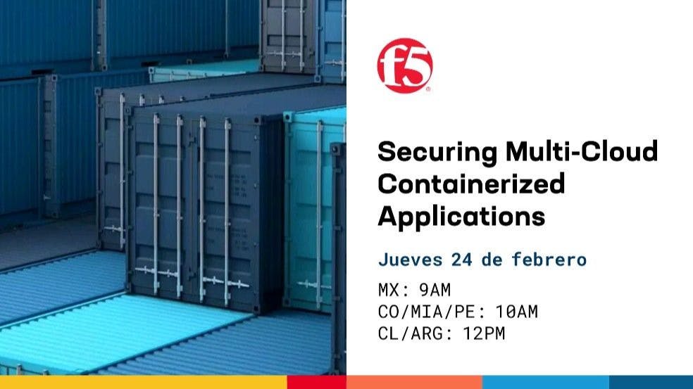 📆 WEBINAR Modern Apps 24.02 | Protección de aplicaciones en contenedores de Multi Cloud.
🕔 MX 10AM | MIA/PE/CO 10AM | CL/ARG 12PM | BR 10AM
Registro gratuito en: bit.ly/33wAPQy

#F5Webinar #multicloud #modernapp #F5 #Webinar bit.ly/3I2h5Ds