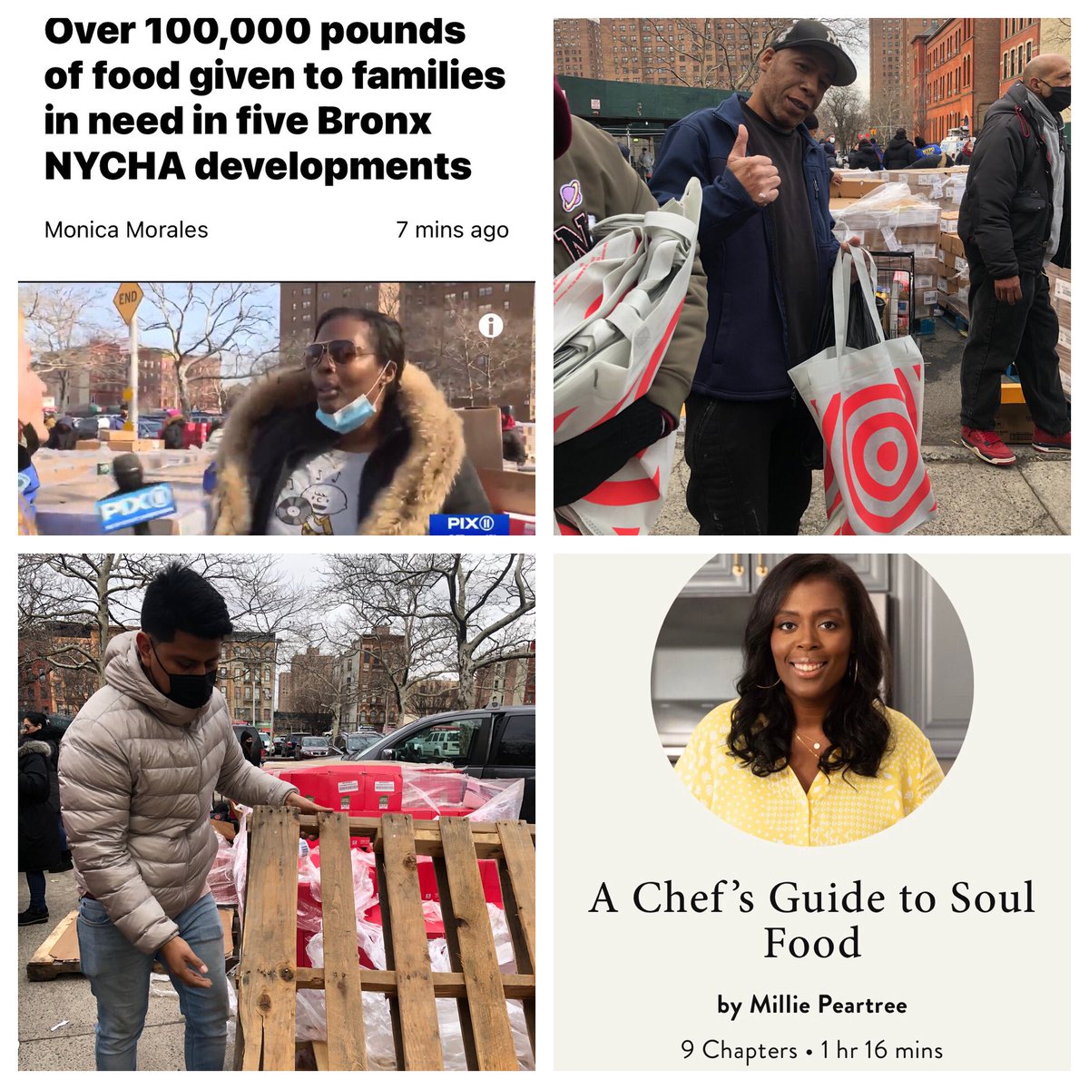 In the Bronx 1 in 4 go hungry, it’s our most food insecure Borough. Not today thanks to Millie’s non profit Full Hearts Full Bellies!  As I had watched her Soul Food workshop on The Magnolia Network I passed along her fried chicken tips to those taking 🐔 <a href="/LayshaWard/">Laysha Ward</a> <a href="/jodywarden/">Jody Warden</a>