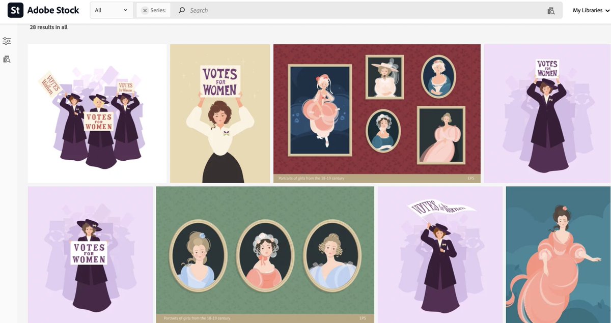 rauldougou's tweet photo. .@adobestock search for "suffragist" comes up with ONLY white women.
I think they can do better, especially during #BlackHistoryMonth.
Nothing with #IdaBWells? https://t.co/vFFJTrH3wv