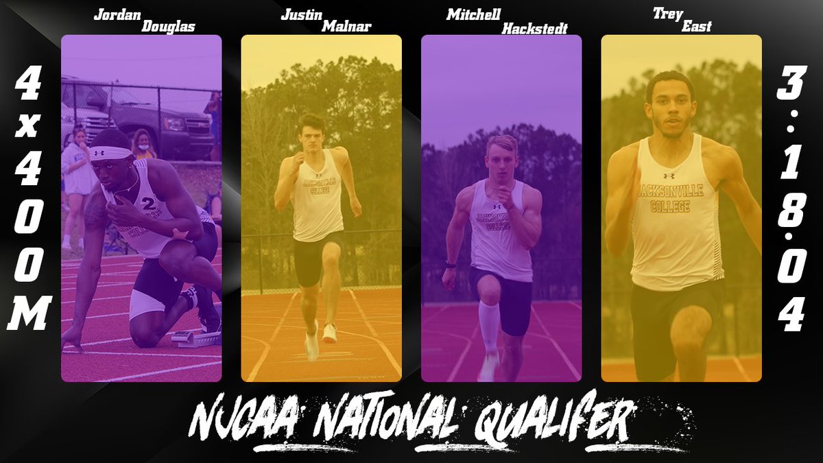 Over the weekend, we had our first Indoor National Qualifiers in school history! Jordan, Justin, Mitchell and Trey ran a 3:18.04 in the 4x400 relay. Trey also qualified in Nationals in the 200 with a time of 21.61! Looking for some more National qualifiers next weekend. #GoJags
