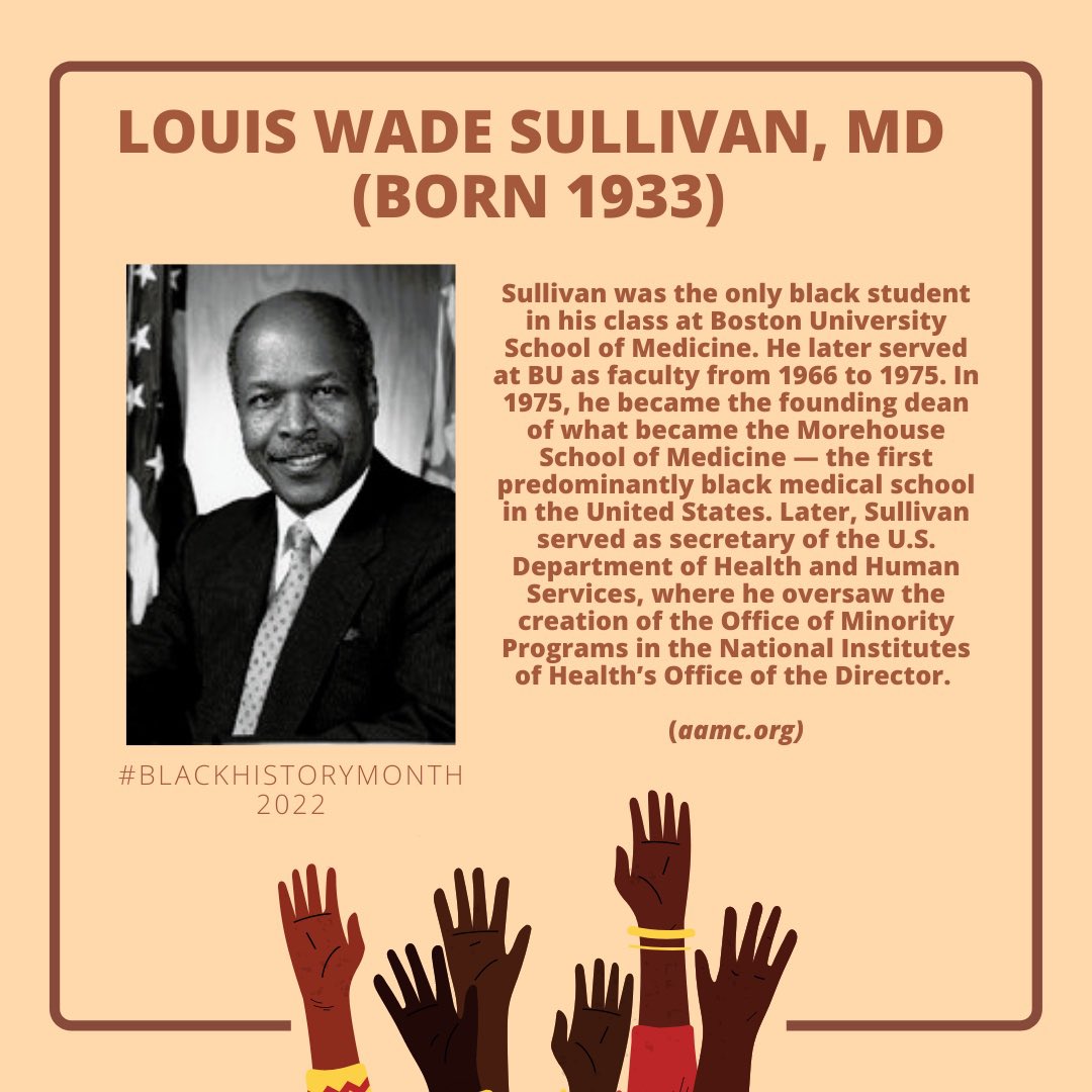 In celebration of #BlackHistoryMonth , today we honor the achievements of Louis Wade Sullivan who was the founding Dean of what became Morehouse School of Medicine (and has ties to Boston)! <a href="/Northeastern/">Northeastern U.</a>