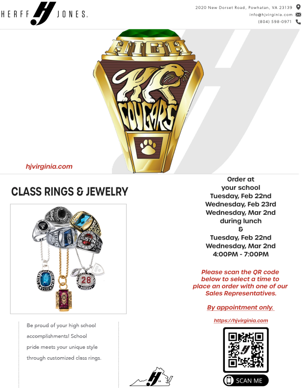 Attention Sophomores! Now is the time to get your KRHS class ring ordered! 
Follow the QR code to make an appointment to order! 
Please see Ms. Olinger in room 436 if you have any questions! 
<a href="/KettleRunNews/">Kettle Run HS</a> <a href="/KettleRunSCA/">Kettle Run SCA</a>