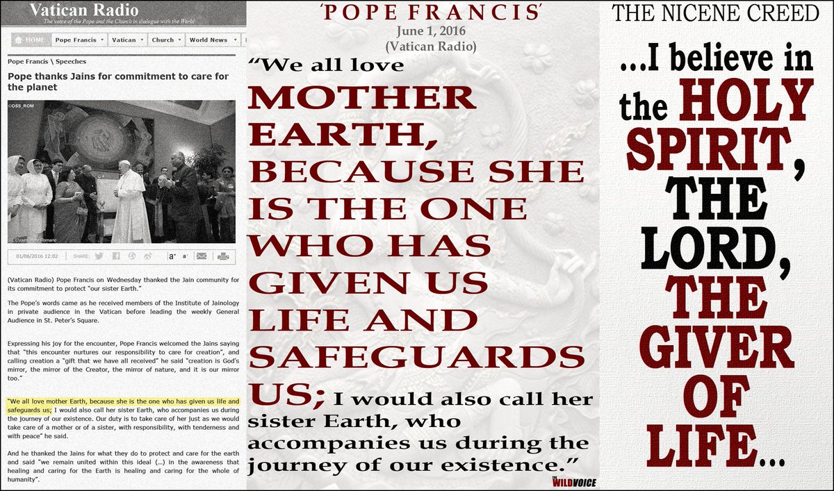 MOTHER EARTH not THE HOLY SPIRIT as the giver of life ???
-FALSE PROPHET #PopeFranics

CHRONOLOGY OF FRANCIS QUOTES
thewildvoice.org/pope-francis-c…

#Catholic #CatholicTwitter