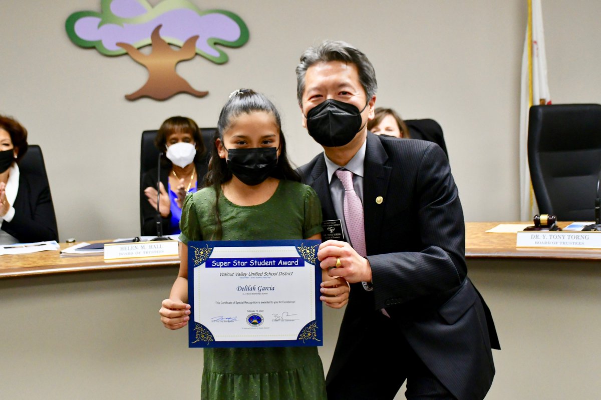 WVUSD_Tweet's tweet image. Recognizing School Stars! During the Feb. 16 meeting, the Board of Trustees honored @CJM_Matadors 5th grader Delilah Garcia - Super Star Student Award and parent Grace Sabbatella - Partner in Education Award. Congratulations! #WVUSDProud #TogetherAgain #ReconnectRestoreReimagine